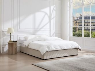 Vente-Unique Rete con contenitore 180 x 200 cm in velluto a coste Beige - FIRMEO di YSM&Eacute;E