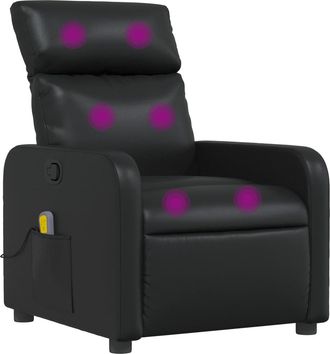 vidaXL Sill&oacute;n De Masaje Reclinable Cuero Sint&eacute;tico Negro Vidaxl