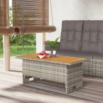vidaXL Mesa De Jard&iacute;n Madera Maciza Acacia Y Rat&aacute;n Gris 100x50x43/63cm Vidaxl