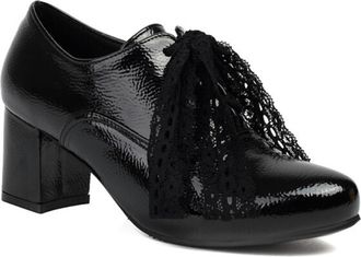 Generic Womens Block Heel Pumps Patent Glossy Upper Lace Tie Detail Round Toe Chunky Heel Slip On Decorative Laces Cushioned Insole Durable Sole Stylish Dress