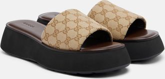 Gucci GG canvas platform slides