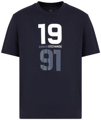 A|X Armani Exchange Mens Ninety One Big Logo, Heavy Cotton T-Shirt, Blue, XL, deep Navy