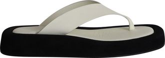 The Row Ginza Flip Flop Sandals in White Leather