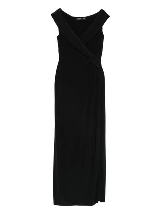 Lauren Ralph Lauren crossover knot dress - women - Polyester/Elastane/Polyester/Elastane - 2 - Black