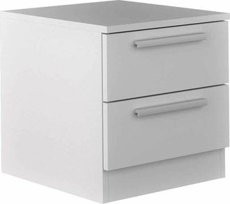Home Heavenly Home Heavenly - Mesita De Noche De 2 Cajones Cube, De Madera, Tiradores Rectos Mate Color: Blanco