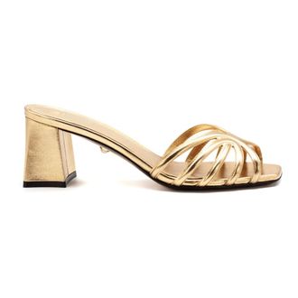 Alev&igrave; Heeled Mules, female, Yellow, Size: 8 1/2 US Laya 60 Shine Mekong Sandal