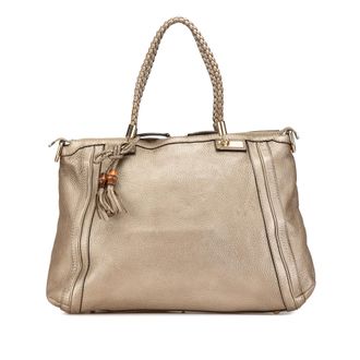 Gucci Gestructureerde Leren Handtas met Ritsluiting