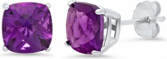 MAX + STONE Sterling Silver or Gold 8mm Cushion Cut Gemstone Birthstone Stud Earrings