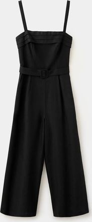 Mango Abito a tuta lino cintura nero - Donna - XS - MANGO