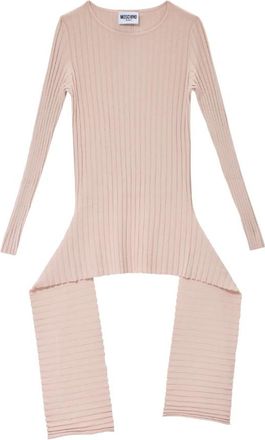 Moschino Maglia Lunga Frange - Dames - Ronde hals truien - Roze - M - Polyester - Truien & Vesten