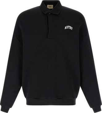 Autry Brushed Cotton Polo Sweatshirt - Heren - Sweatshirts - Zwart - XL - Katoen - Hoodies & sweatvesten