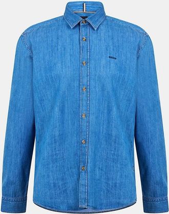 HUGO BOSS Mens Liam Collared Neck Long Sleeve Shirt - Navy - Size: 40/Regular