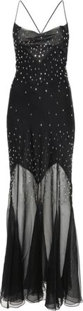 Paco Rabanne Lange Jurk met Versieringen - Dames - Avondkleed - Zwart - S - Polyester - Kleedjes