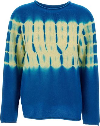 Suzusan Shibori-Effect Cashmere Crew Neck Pullover