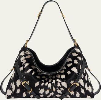 Givenchy Voyou Medium Snow Leopard-Print Calf Hair Shoulder Bag