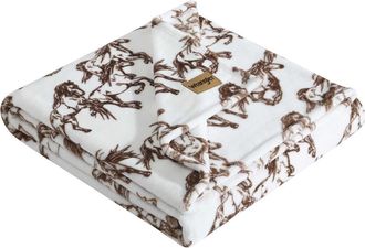 Wrangler Mustang Horses Plush Fleece Blanket in Dark Brown at Nordstrom Rack