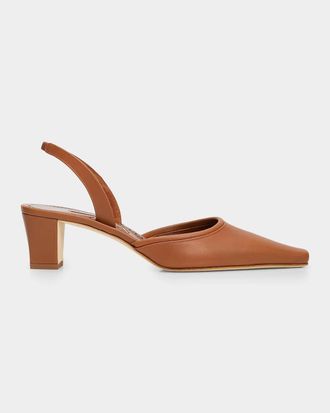 Manolo Blahnik Vendona 50MM Leather Block-Heel Pumps