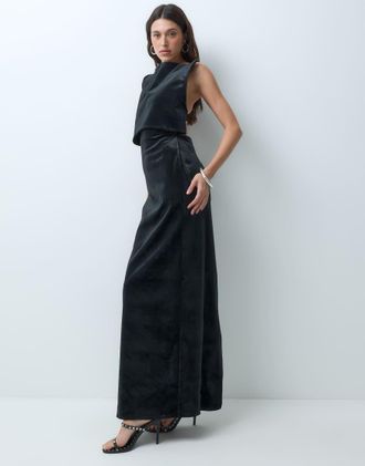 Asos vestito lungo cami strutturato in velluto nero
