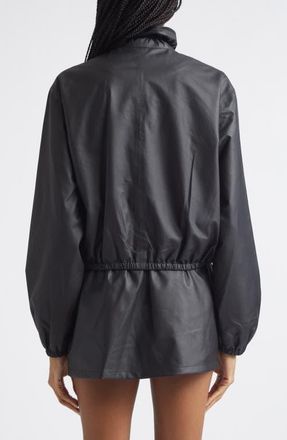 Alexander Wang Shrunken Leather Track Jacket in Black at Nordstrom, Size X-Small
