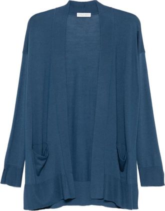 Le Tricot Perugia Pocket Cardigan - Dames - Vesten - Blauw - XL - Truien & Vesten