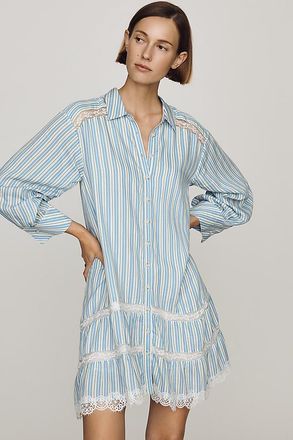 Maeve 100% Cotton Lace-Trim Shirtdress