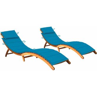 vidaXL Tumbonas 2 Unidades Con Cojines Madera Maciza De Acacia Vidaxl
