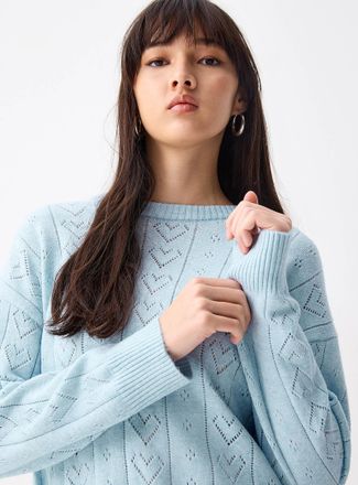 Only Womens Hearts pointelle knit sweater