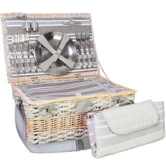 Les Jardins de la Comtesse Cesta picnic de mimbre Napol&eacute;on gris para 6 personas