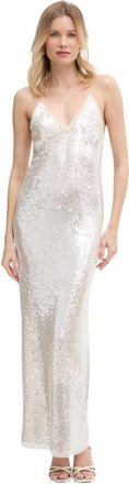 Forte_Forte Liquid Sequins Slip Dress - Dames - Avondkleed - Beige - L - Polyester - Kleedjes