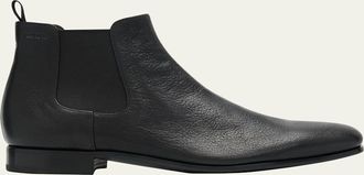 Prada Mens Aged Leather Chelsea Boots
