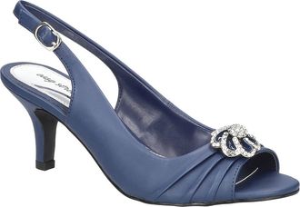 Easy Street Poise Slingback Sandal in Navy Satin at Nordstrom, Size 6.5