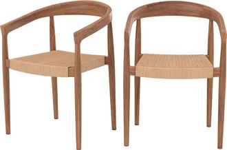 Rendez-Vous D&eacute;co Rendez-vous D&eacute;co - Set De 2 Sillas De Bar De Madera De Teca Y Cuerda Sint&eacute;tica - Bali