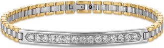 Esquire Two-Tone Diamond Bracelet in White at Nordstrom Rack, Size 8.5