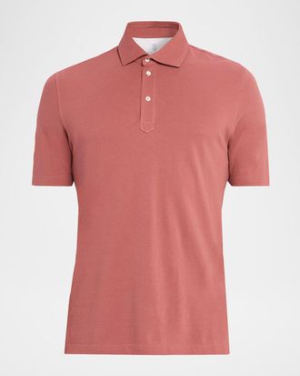 Brunello Cucinelli Mens Slim Fit Cotton Jersey Polo Shirt