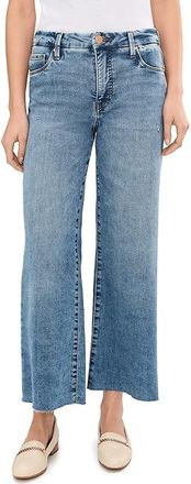 Kut from the Kloth Meg High Rise Fab Ab Wide Leg Raw Hem Womens Jeans Regent : 14 27, Cotton/Denim/Down
