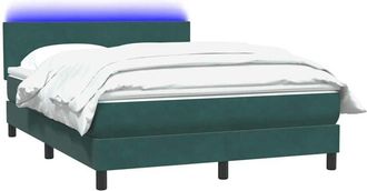 vidaXL Cama Box Spring Con Colch&oacute;n Terciopelo Verde Oscuro 160x210 Cm Vidaxl