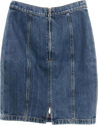 Chanel 1986-1988 zip-detail denim skirt - Blue