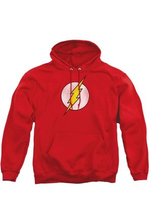Gildan DC Comics Flash Flash Logo Distressed Adult Pull Over Hoodie / Hooded Sweatshirt