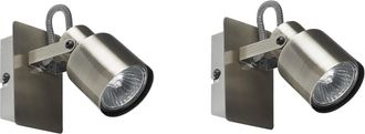 Beliani Conjunto De 2 L&aacute;mparas De Pared De Metal Plateado Brazo Articulado Bonte