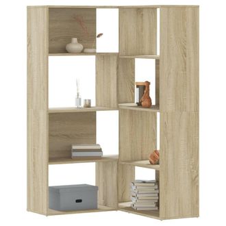 Berkfield Home Corner Bookcase 4-Tier Sonoma Oak 85x85x140 cm Engineered Wood in Brown | Size: 85 x 85 x 140 cm