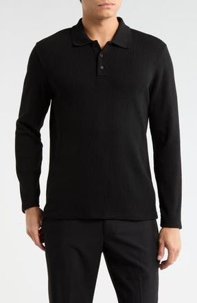 Vince Variegated Waffle Stitch Polo in Black at Nordstrom Rack, Size Xx-Large