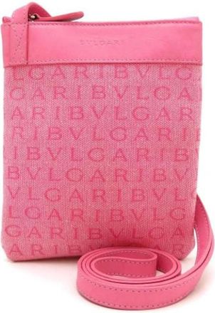 Bulgari Pre-owned Logomania Shoulder bag - Dames - Vintage Schoudertas - Roze - ONE Size - Leer - Vintage