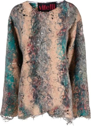 Vitelli Doomboh Crewneck - Dames - Ronde hals truien - Veelkleurig - M - Wol - Truien & Vesten