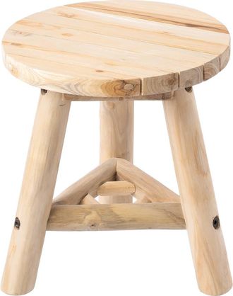 Jonathan Y Designs Triform Modern Minimalist Handcrafted Solid Teak Wood Accent Stool with Tri-Leg Base in Natural Bleach Finish at Nordstrom