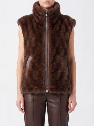 Pinko Hooded Faux Fur Waistcoat with Zip Closure