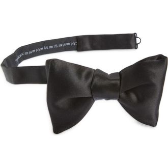 Tom Ford Pre-Tied Solid Satin Bow Tie in Naa Black at Nordstrom