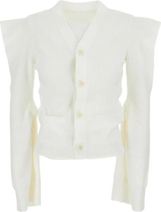 sacai Katoenen Gebreid Vest - Dames - Vesten - Wit - 2XS - Katoen - Truien & Vesten