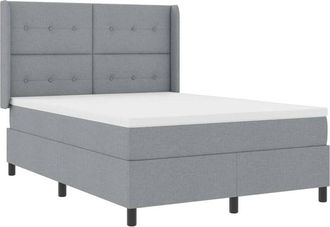 vidaXL Vidaxl - Cama Tipo Box Spring Con Colch&oacute;n Gris Claro 140 X 200 Cm Tela