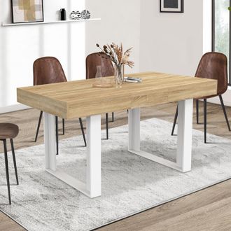 IDMarket Phoenix Mesa De Comedor Rectangular Extensible Para 4-6 Personas En Madera Y Blanco 120-160 Cm