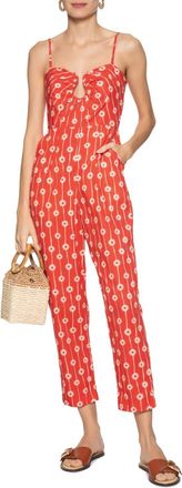 Dress To Womens Strapless Flower Jumpsuit In Red Bruma